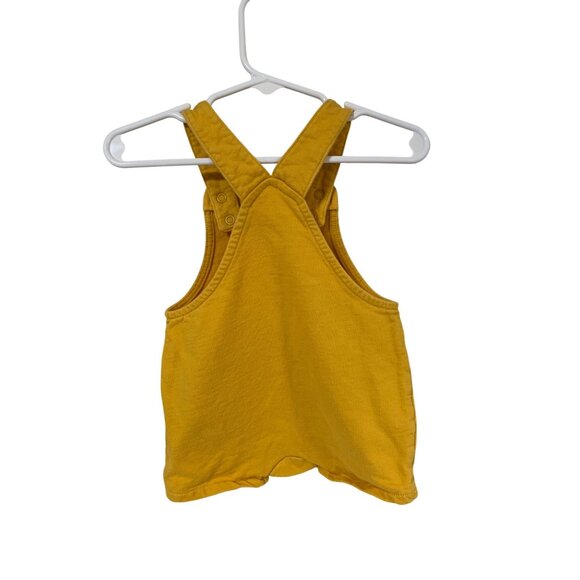 H&M Boys Infant Baby Size 6 9 Months Yellow SHortalls Bib Overalls Shorts Organi - Picture 3 of 3